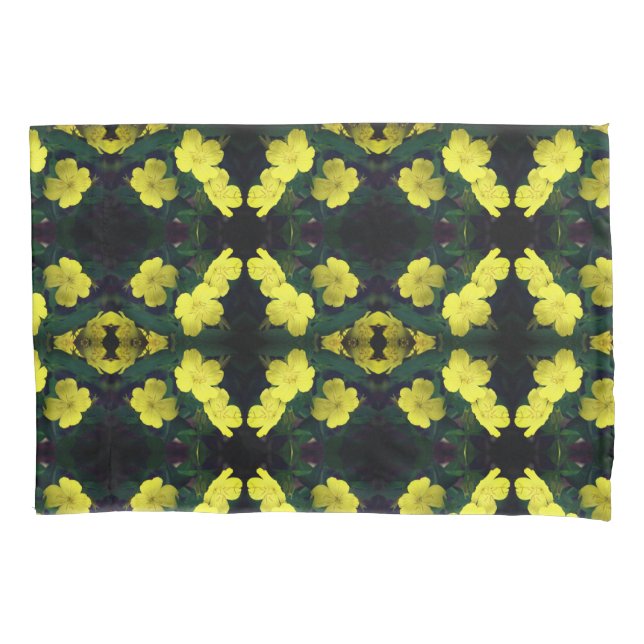 Pretty Yellow Primrose Flowers Abstract Pattern Pillowcase (Front)