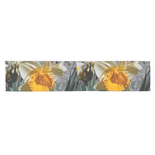 Pretty yellow spring daffodil  flowers short table runner (Horizontal)