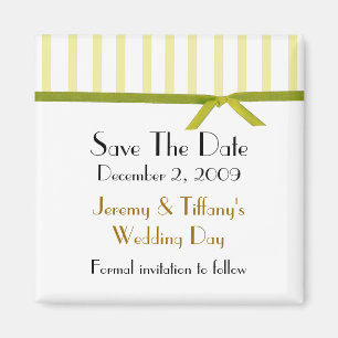 Pretty Yellow Stripes Save the Date Magnet