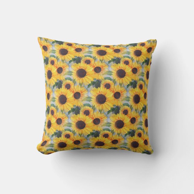 Pretty Yellow Sunflower Outdoor Pillow (Front)