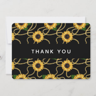 Pretty Yellow Sunflowers Stylish Pattern Thank You Card