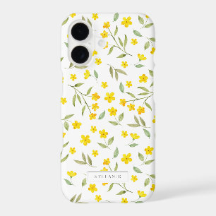 Pretty Yellow Watercolor Floral Blooms Pattern