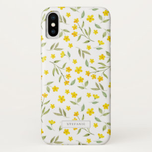 Pretty Yellow Watercolor Floral Blooms Pattern Case-Mate iPhone Case