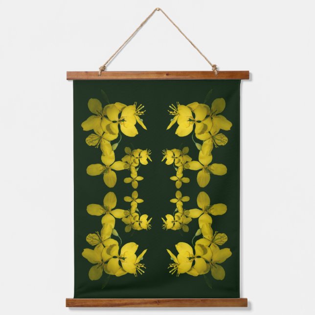 Pretty Yellow Wild Geranium Abstract Hanging Tapestry (Front)