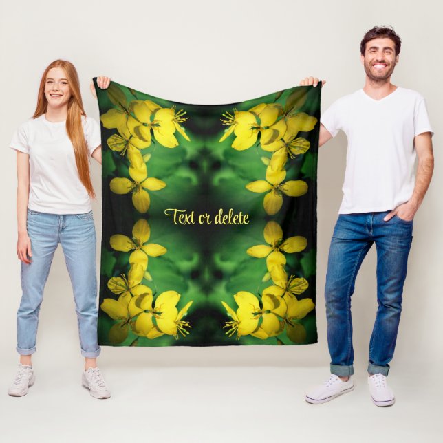Pretty Yellow Wildflowers Abstract Personalized Fleece Blanket (In Situ)