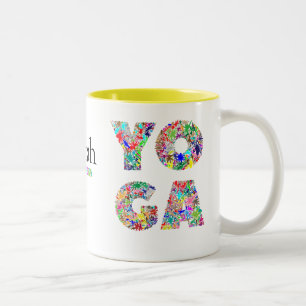 Pretty Yoga Gift Mug with Custom Name Coffee Cup