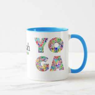 Pretty Yoga Gift Mug with Custom Name Coffee Cup