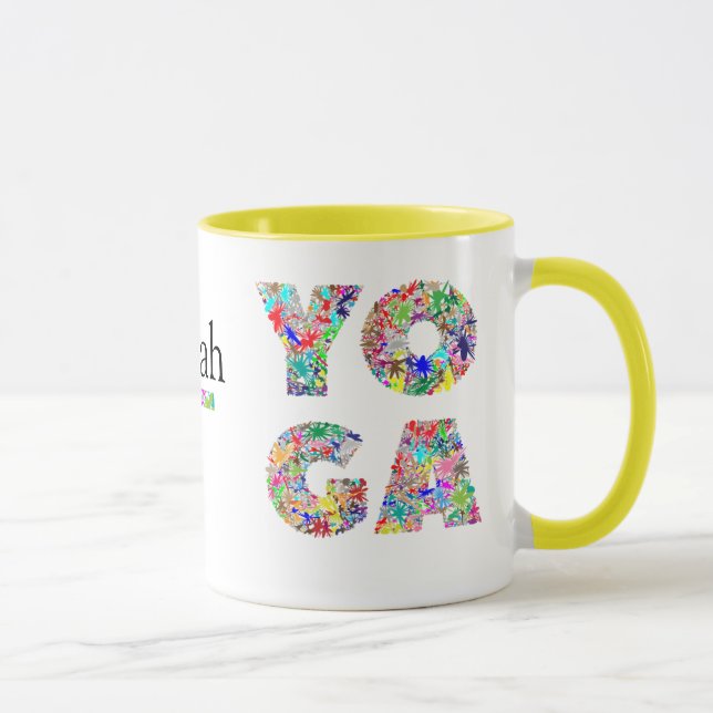 Pretty Yoga Gift Mug with Custom Name Coffee Cup (Right)