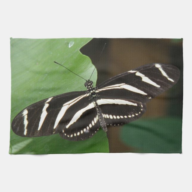 Pretty Zebra Longwing Butterfly Kitchen Towel (Horizontal)