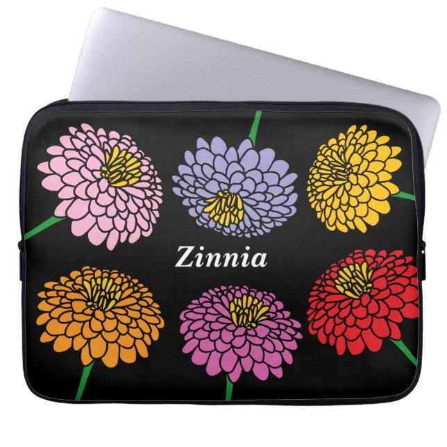 Pretty Zinnia flower design custom colour Laptop Sleeve (Front)