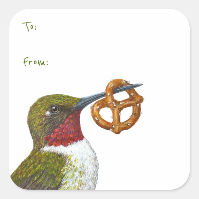 Pretzel hummingbird to/from sticker (Front)