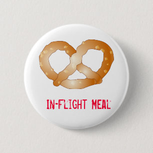 pretzel, In-Flight Meal 2 Inch Round Button