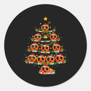 Pretzel Lover Xmas Lighting Pretzel Christmas Tree Classic Round Sticker