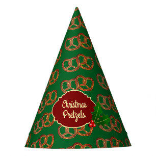 Pretzel Motif, Holly: Christmas Colours customized Party Hat