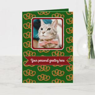 Pretzel pattern holiday wishes - your photo & text card