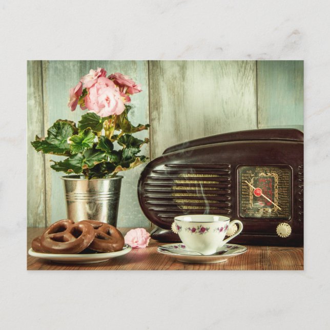 Pretzel Tea Rose Clock Postcrossing Postcard (Front)