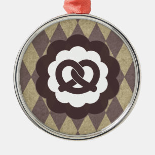 pretzel vintage metal ornament