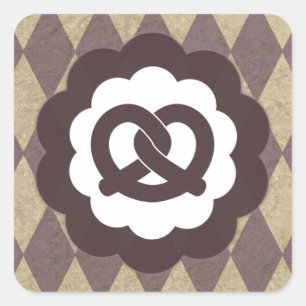 pretzel vintage square sticker