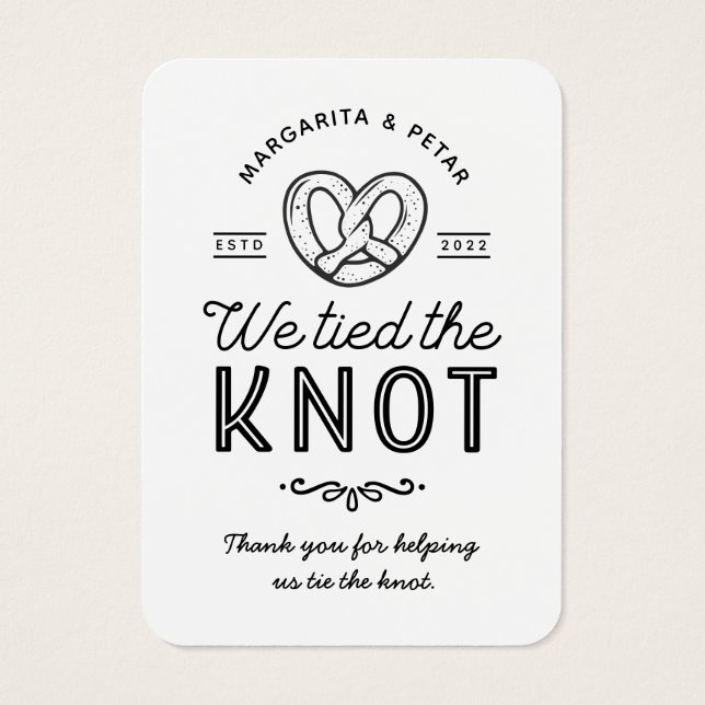 Pretzel We Tied The Knot Wedding Favour Tag (Back)