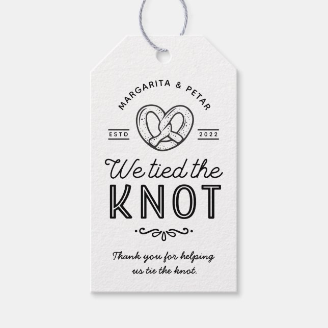 Pretzel We Tied The Knot Wedding Favour Tag  (Front)