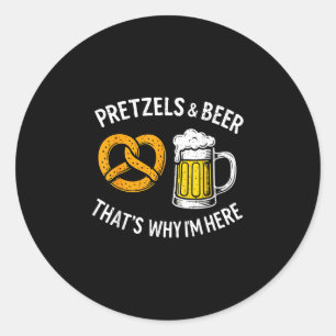 Pretzels & beer lederhosen beer festival party classic round sticker