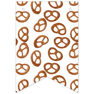 Pretzels Snack seamless pattern + your background Bunting Flags