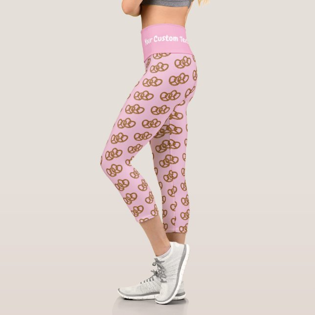 Pretzels with Your Funny Caption at Waist pretty Capri Leggings (Left)