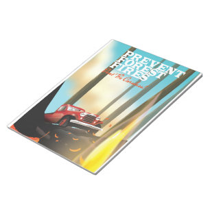 Prevent Forest Fires Safety poster. Notepad