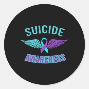 Prevent Suicide Awareness Wings Ribbon Classic Round Sticker