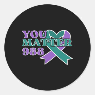 Prevention 988 You Problem Awareness Ribbon  Classic Round Sticker