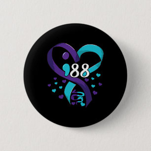 Prevention Awareness 988 Heart Teal And Purple 2 Inch Round Button