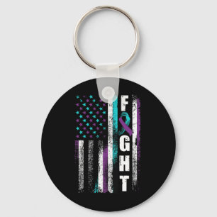 Prevention Awareness American Flag Distress  Keychain
