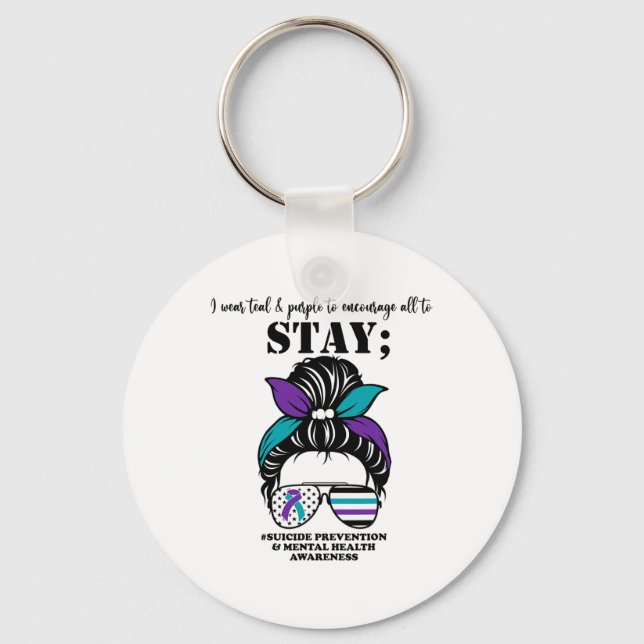 Prevention Awareness Mental Health Support Messy B Keychain (Front)