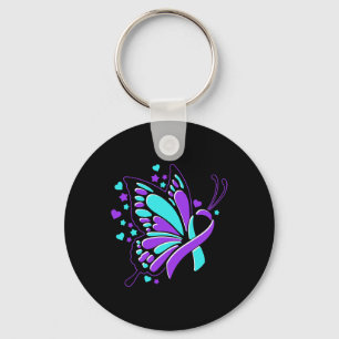 Prevention Awareness Month Butterfly Ribbon  Keychain