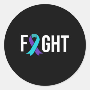 Prevention Awareness Purple Teal Ribbon Classic Round Sticker