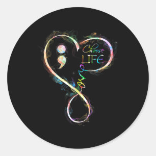 Prevention Awareness Semicolon Choose Life Classic Round Sticker