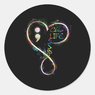 Prevention Awareness Semicolon Choose Life Classic Round Sticker
