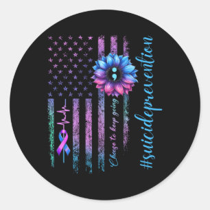 Prevention Awareness Semicolon Flag Design Design Classic Round Sticker
