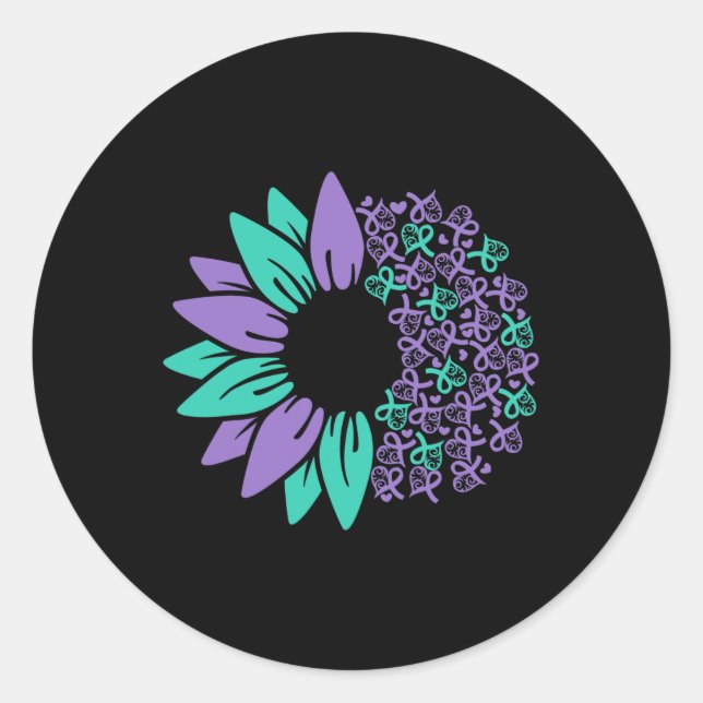 Prevention Awareness Sunflower Ribbon You Problem  Classic Round Sticker (Front)