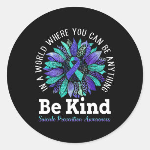 Prevention Awareness Week Be Kind Leopard Sunflowe Classic Round Sticker