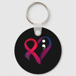 Prevention Heart Semicolon Mental Health Awareness Keychain