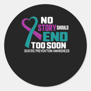 Prevention No Story Should End Teal And Purple Rib Classic Round Sticker