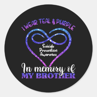 Prevention Shirt Teal Purple In Memory Of Brother Classic Round Sticker