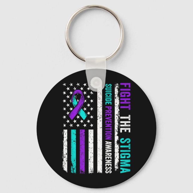 Prevention Support Fight Stigma Awareness Keychain (Front)