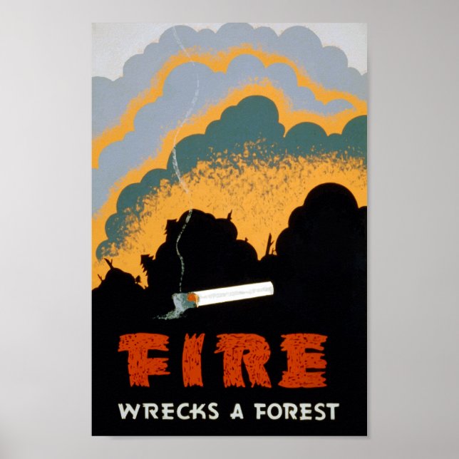 Prévention vintage des incendies | Poster (Devant)