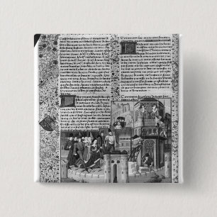 Priam watching the reconstruction of Troy 2 Inch Square Button