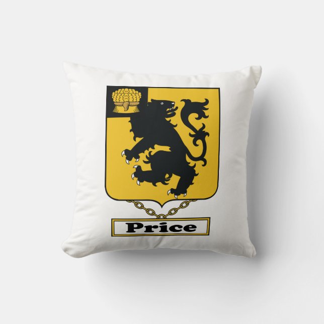 Price Family Crest Throw Pillow (Front)
