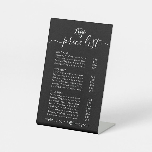 PRICE LIST | Business Logo Opening Hours Pedestal Sign (Front)