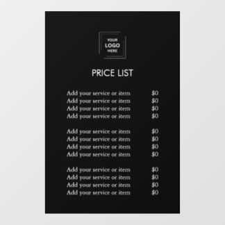 Price List | Custom Black Business Logo Window Cling