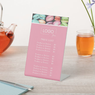 Price List | French Macaron Pink Bakery Patisserie Pedestal Sign